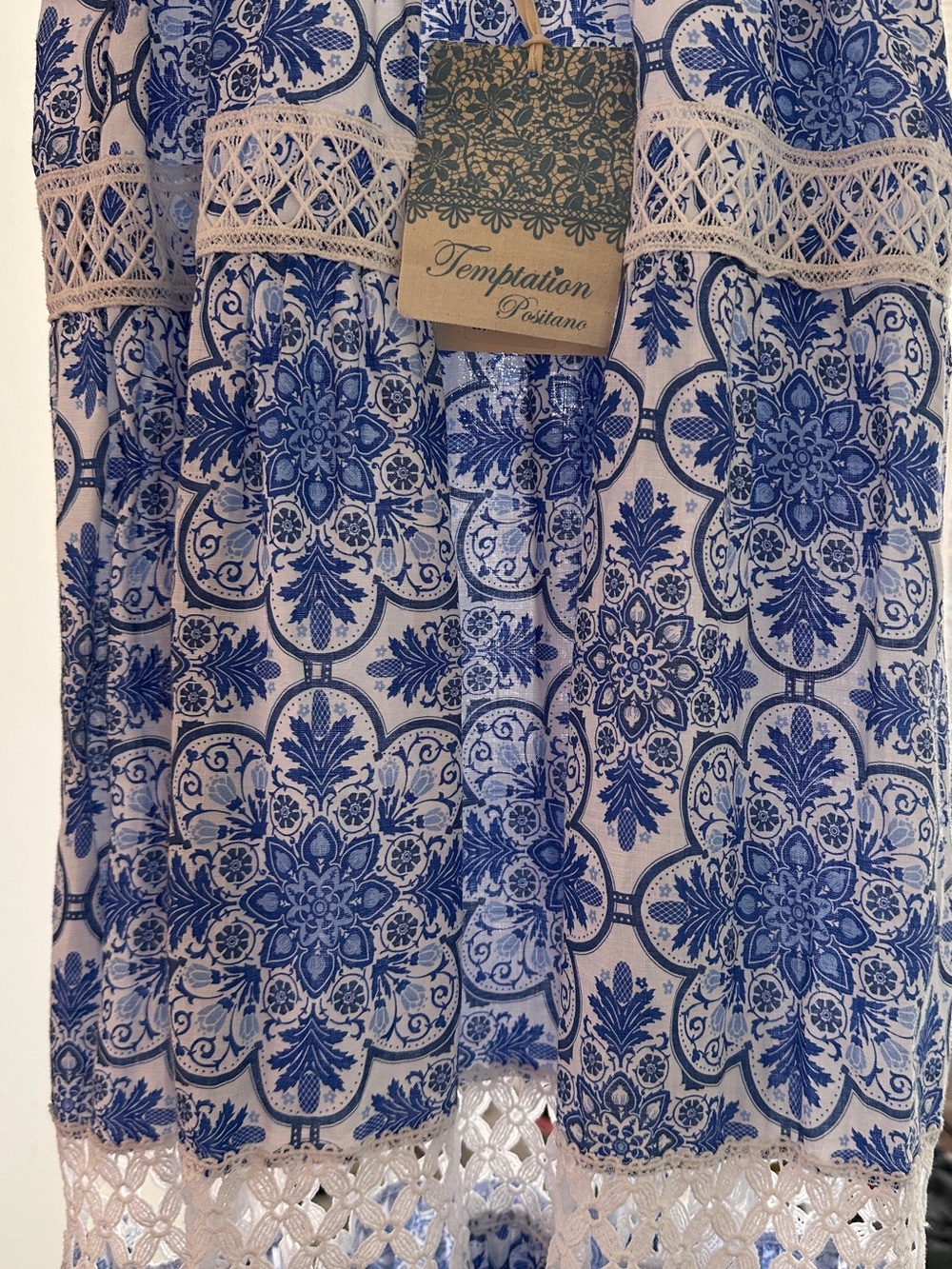 Temptation Positano Summer Blue Linen Maxi Skirt - Picture 5 of 12